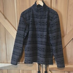 L.L. Bean Black and Gray Quarter Zip Fleece Pullover M Medium